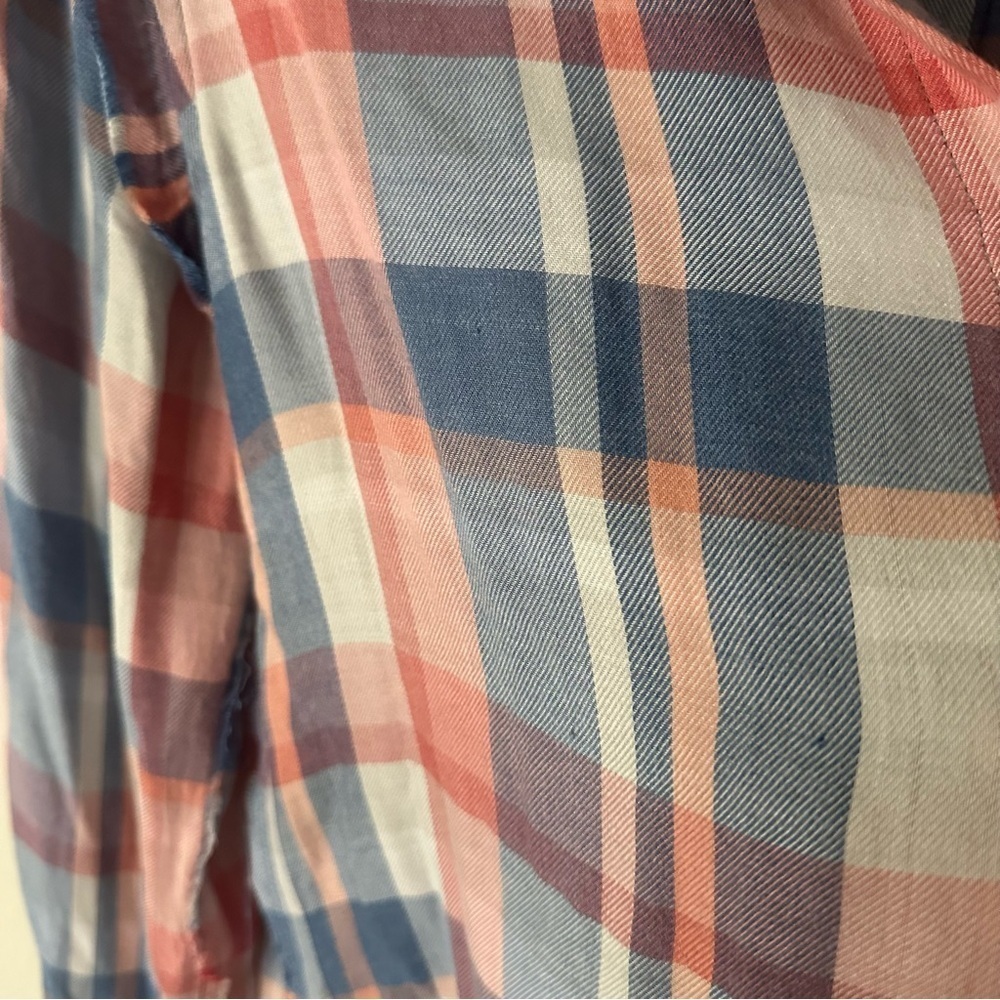Anthropologie Cloth & Stone Western Frayed Plaid Buttondown Red and Blue Small - Picture 11 of 13